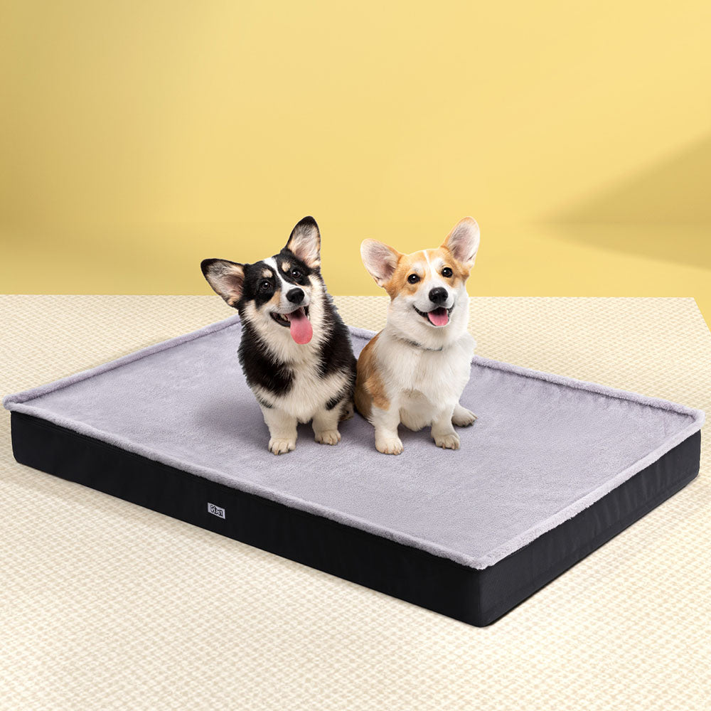 True Blue Pets Extra Large Calming Plush Pet Bed with Soft Foam Cushion and Washable Cover in Grey